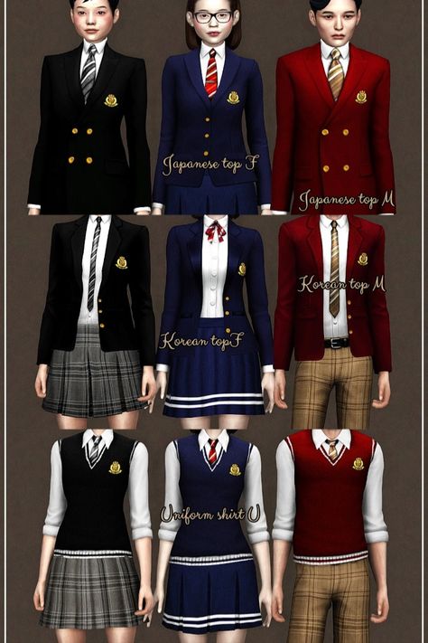 📚 BACK 2 SCHOOL - TEEN VERSION, JAPANESE AND KOREAN STYLE SCHOOL UNIFORM📚 | ☽ Moonchild ☾ | sims 4 cc custom content clothing #ts4cc  private high school uniform Korean Style School, Style School Uniform, Teen Dresses, Private High School, High School Uniform, School Uniform Outfits, School Uniform Fashion, Sims 4 Teen