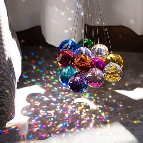 Amazon.com: Crystalsuncatcher 30mm Vintage Feng Shui Faceted Decorating Crystal Ball Prism Pendant Suncatcher Multi-Color Hanging Pendant Suncatcher 12pcs : Patio, Lawn & Garden Suncatcher Diy, Exquisite Decor, Hanging Crystals, Rainbow Maker, Crystal Ornament, Crystal Suncatchers, Crystal Prisms, Chakra Meditation, Prisms