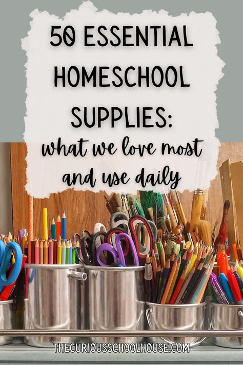 These are our top essential homeschool supplies that we use daily! Homeschooling encouragement | homeschool inspiration | homeschooling supplies | homeschool supply list | homeschool organization | charlotte mason homeschool | wild + free homeschool | best homeschool supplies | best homeschool kit | best homeschool organization | homeschooling essentials | homeschooling must haves | homeschool necessitites Homeschool Supply List, Homeschool Third Grade, Organize Homeschool Supplies, Preschool Activities Worksheets, Third Grade Homeschool, First Grade Homeschool, Room Ideas Organization, Supporting Friends, Science Equipment