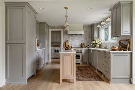 Introducing our latest project reveal! Our Lake Forest Park kitchen transformation is beautifully layered with warm neutrals and texture. We shifted the doorway to the former laundry room (now butler's pantry) to allow for full depth cabinets and the refrigerators on the wall to the left. I just love this narrow free standing island that provides extra storage and counter space. Design: @cohesivelycurated Photo: @caskro GC: @rhhconstruction . . . #cohesivelycurated #IDCOatHome #CurrentDesig... Free Standing Island, 5 Year Plan, Kitchen Transformation, Vogue Living, Butler's Pantry, Lake Forest, Year Plan, Forest Park, Counter Space