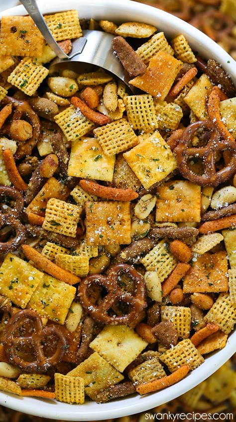 Buffalo Snack Mix Recipes, Chez Mix Recipes Fall, Ranch Check Mix Recipes, Munchie Mix Recipes, Buffalo Pretzels Recipes, Best Snack Mix Recipes, Toffee Chex Mix Recipes Easy, Pub Mix Recipe, Cajun Snack Mix Recipe