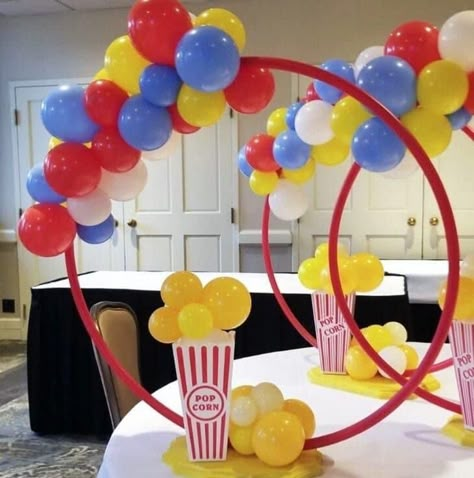 Easy Carnival Decorations, Homemade Carnival Decorations, Circus Theme Table Centerpieces, Circus Photo Backdrop, Circus Theme Dance, Carnival Theme Centerpieces Diy, Carnival Balloon Decorations, Carnival Party Decor, Carnival Theme Party For Kids