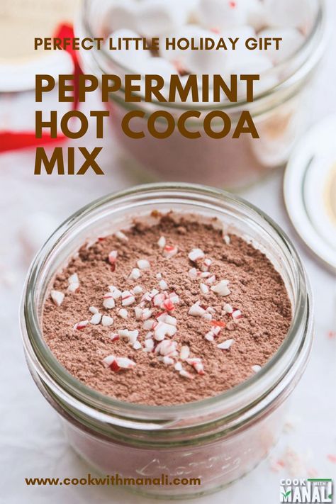 Hot Cocoa Mix Gift, Peppermint Hot Chocolate Mix, Cocoa Mix Recipe, Peppermint Hot Chocolate Recipe, Hot Cocoa Mix Recipe, Hot Chocolate Mix Recipe, Peppermint Recipes, Homemade Hot Chocolate Mix, Peppermint Cocoa