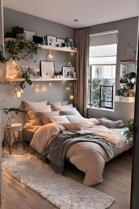 Transform your space with a bedroom refresh. Discover ideas and tips for updating decor, improving comfort, and creating a serene, stylish retreat Small Long Room Ideas Bedroom, Small Bedroom Inspirations Cozy Relaxing, Rustic Small Bedroom, Grey Room Ideas Bedroom, Bedroom Shiplap, Cozy Grey Bedroom, Cozy Small Bedrooms, Gray Bedroom Walls, Cozy Textiles