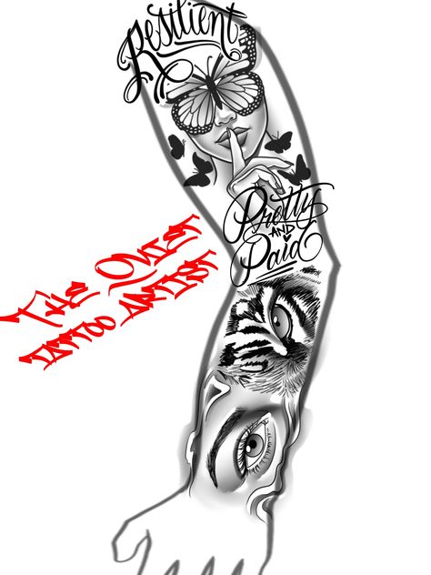 Tattoo Designs Unique Half Sleeves Women, Sketched Tattoo Ideas, Half Sleeve Tattoos Drawings Women, Rip Sleeve Tattoos For Women, Add On Tattoo Ideas Half Sleeves, Female Tattoos Meaningful, Sleeve Tattoo Stencils For Women, Face Everything And Rise Arm Tattoo, Virgo Sleeve Tattoo Women