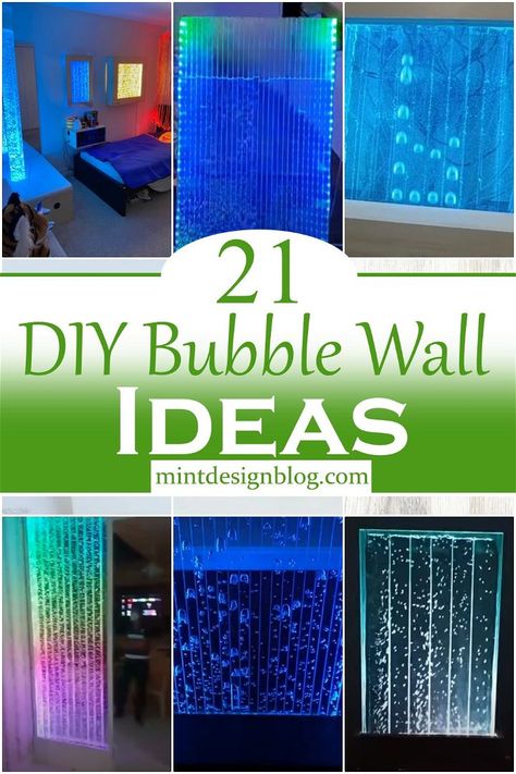 Bubble Themed Bathroom, Led Light Projects Diy Ideas, Waterfall Lights Bedroom, Diy Bubble Tube, Homemade Diy Crafts Room Decor, Diy Space Decorations For Party, Water Wall Diy, Homemade Aquarium, Indoor Waterfall Wall