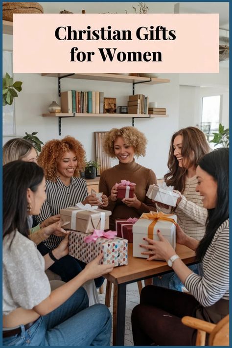 Women gathered at a table exchanging wrapped gifts, smiling and celebrating together. Rosary Gift Ideas, Gifts For Religious Women, Gift Ideas For Bible Study Group, Christmas Gifts For Christian Women, Christian Gift Ideas For Women Diy, Religious Gifts For Women, Gifts For Christian Women Ideas, Women Gifts Christmas, Church Gifts Ideas