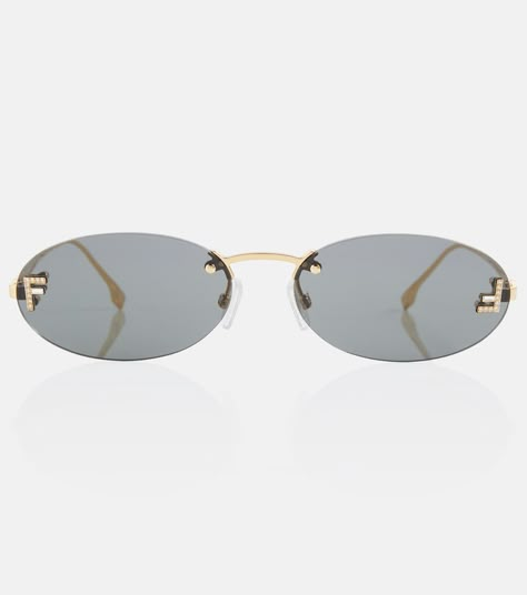 Fendi Glasses, Fendi First, Fendi Accessories, Fendi Sunglasses, Shaped Sunglasses, Fashion Eye Glasses, Shield Sunglasses, Oval Sunglasses, Gold Sunglasses