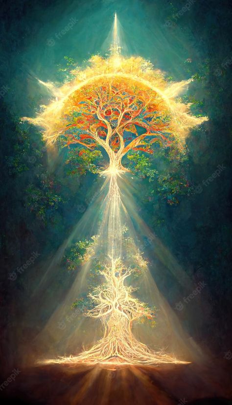 Tree Spiritual Art, Tree Of Life Christian, Photos Of Light, Tree Of Life Illustration Art, Tree Of Life Art Drawing, Vision Board Spirituality, Spiritual Growth Art, Tree Of Life Aesthetic, Self Growth Art