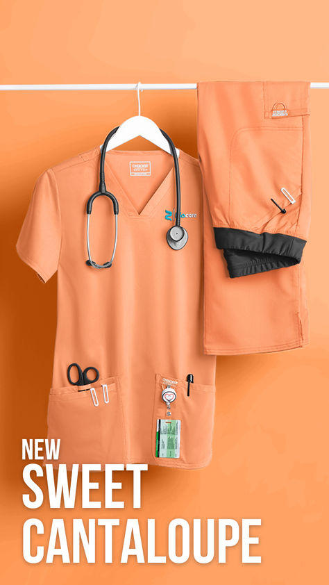 Sweet Cantaloupe: the perfect blend of freshness and warmth for your spring wardrobe! Dive into the season with this delightful hue from Uniform Advantage. 🍈✨ #OrangeScrubs #SpringScrubs #UniformAdvantage Pics Editing, Scrubs Fashion, Orange Scrubs, Medical Scrubs Fashion, Scrubs Medical, Medical Scrubs Outfit, Cna Nurse, Nursing Scrubs, Scrubs Outfit