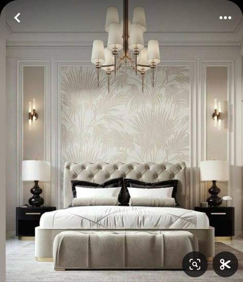 Bed Back Wall Moulding Design, Wall Moulding Design Bedroom, Natural Colors Bedroom, Moulding On Walls Bedroom, Moulding In Bedroom, Molding On Walls In Bedroom, Full Wall Curtains Bedroom, Masters Bedroom Interior Design, Bedroom Wall Moulding