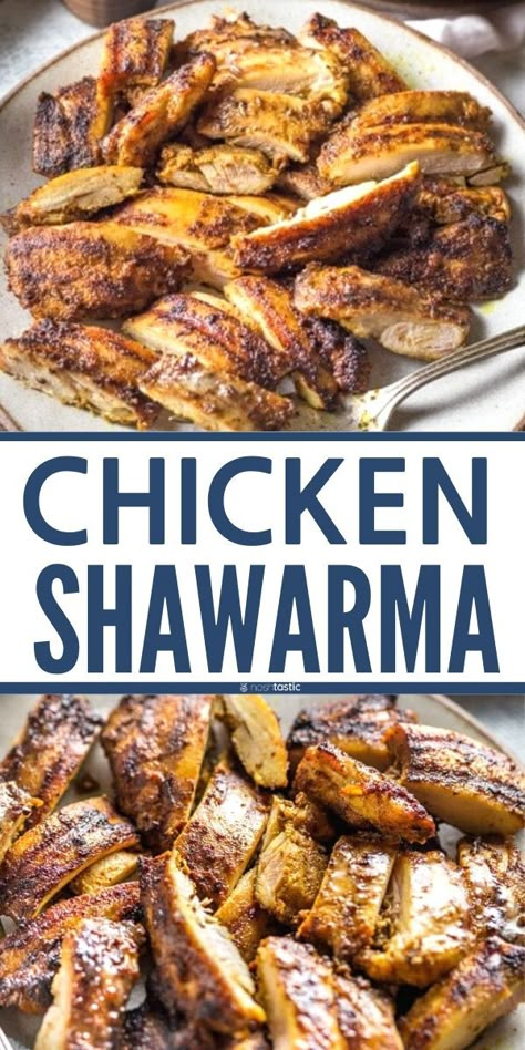 Chicken Shawarma Recipe, Shawarma Recipe, Middle East Recipes, Doner Kebab, Chicken Shawarma, Lebanese Recipes, Middle Eastern Food, Mediterranean Food, Idee Pasto Sano