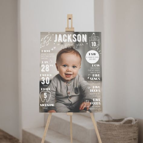 Milestone Chalkboard, First Birthday Milestone, Dear Zoo, I Love Mommy, Birthday Milestone Board, First Birthday Posters, 1st Birthday Photo, First Year Photos, Birthday Milestone