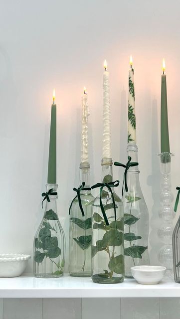 Diy Xmas Candle Holders, Long Candles Decoration, Taper Candle Display, Diy Candle Holders Christmas, Christmas Candle Display, Diy Christmas Candle Holders, Diy Candle Stand, Diy Taper Candle Holders, Diy Taper Candles