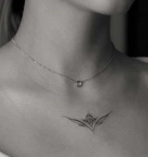 Chest Tattoo Designs Female, Chest Tattoo Female Upper, Small Chest Tattoos, Tattoos Infinity, 4 Tattoo, Ornamental Tattoo, Tattoos Geometric, Chest Tattoos For Women, Lotus Tattoo