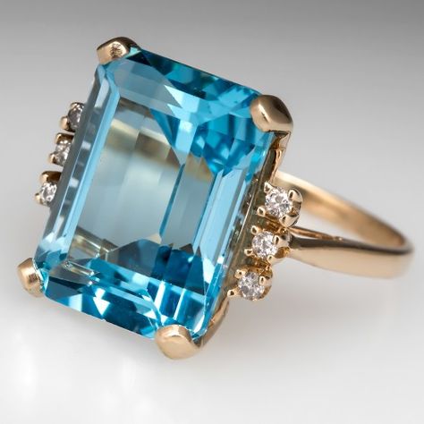 Luxury Vintage Topaz Ring, Luxury Antique Topaz Gemstone Ring, Luxury Antique Blue Topaz Ring, Vintage Luxury Topaz Ring Collectible, Topaz Cocktail Ring, Aquamarine Cocktail Ring, Topaz Rings, Antique Cocktail Ring, Chinese Hair Accessories