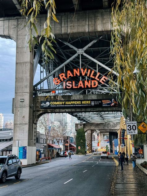 Granville Island sign in Vancouver BC Granville Island Public Market, Academy Architecture, Vancouver Christmas Market, Granville Island Vancouver, Vancouver Restaurants, I Need A Vacation, Canada Travel Guide, Granville Island, Date Idea