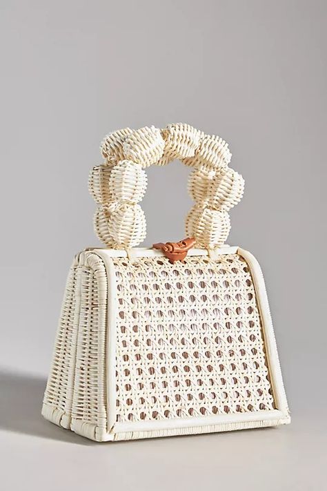 Top-Handle Rattan Bali Bag | Anthropologie Rattan Purse, Rattan Handbags, Big Rangoli, Big Rangoli Designs, The Reef, Rattan Bag, Diy Purse, Pretty Bags, Boho Bag