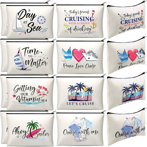 Amazon.com : Silkfly 16 Pieces Cruise Survival Kit Cruise Travel Gift Cosmetic Bag Peace Love Cruise Pouch Travel Organizer Zipper Pouch for Family Cruise Lover Summer Vacation Gift (Colorful Base) : Beauty & Personal Care Cruise Gift Exchange Ideas, Cruise Survival Kit, Cruise Gift Ideas, Cruise Ship Party, Christmas Vacation Gifts, Cruise Gifts, Cruise Party, Cruise Essentials, Christmas Cruises