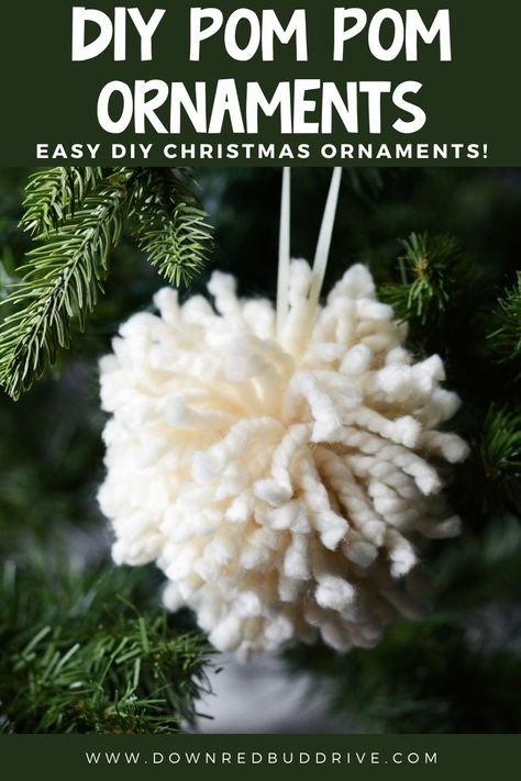 Beautiful ornaments are so easy to make that even kids can do it! Make a Pom Pom Ornament for your tree (or ten of them!) this Christmas! Pom Pom Ornament | Pom Pom Ornaments | Pom Pom DIY | Pom Pom Craft | Pom Pom Ornaments DIY | Pom Pom Ornaments Christmas | Pom Pom Ornaments for Kids | Ornaments DIY | Ornaments DIY for Kids | Ornaments DIY Christmas | Ornaments Handmade | Down Redbud Drive #pompoms #pompomornaments #christmasornaments #diychristmasornaments Pompom Christmas Tree Ornaments, Pompom Ornament Diy, Pom Pom Christmas Ornaments, Kids Ornaments Diy, Ornaments Diy For Kids, Pom Pom Ornaments, Ornaments Kids Can Make, Pom Pom Diy, Crocheted Ornaments