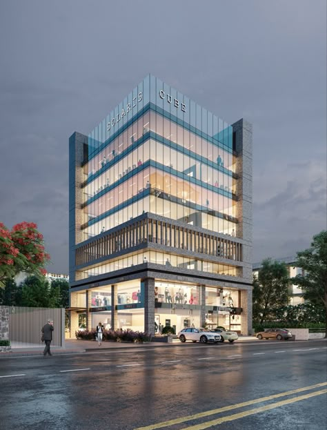 Corporate Office Building Exterior, Office Building Elevation Design, All Glass Building, Glass Fasad, Commercial Building Elevation Facades, Small Office Building Design Exterior, Glass Elevation Commercial, Korean Company Building, Exterior Commercial Building Design