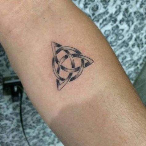 75+ Best Small Tattoos For Men (2020) - Simple Cool Designs For Guys Triquetra Tattoo Meaning, Celtic Unconditional Love Tattoo, Celtic Knot Tattoo Men, Triquetra Tattoo Men, Celtic Triquetra Tattoo, Triquetra Tattoo Design, Trinity Symbol Tattoo, Irish Tattoos Men, Mexican Themed Tattoos