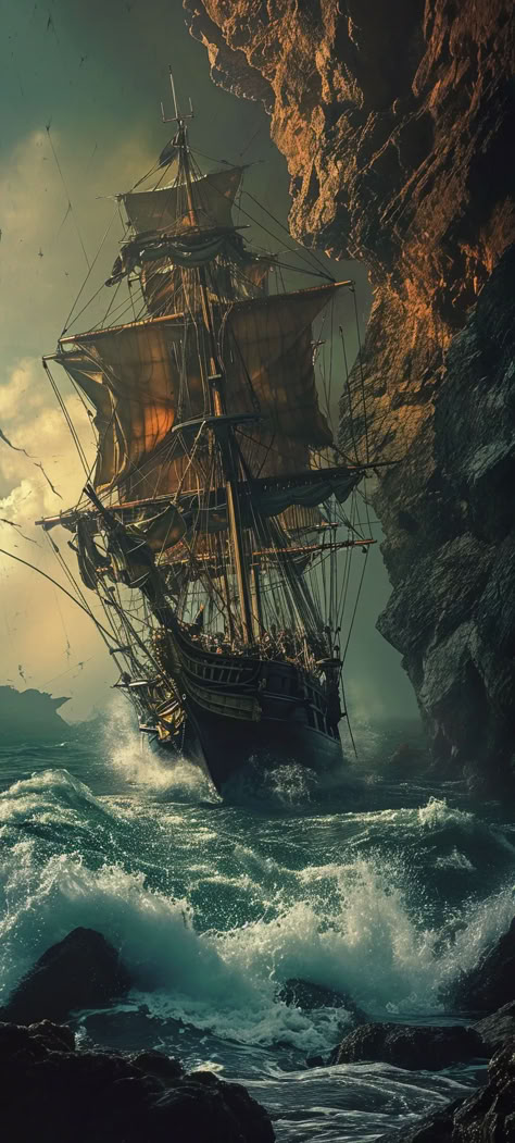 Pirate Aesthetic Wallpaper Iphone, Pirate Ship Aesthetic Dark, Pirates Aesthetic Wallpaper, Fantasy Pirate Ship Art, Pirate Town Aesthetic, Volantis Art, Ship Wallpaper Sea, Antique Aesthetic Wallpaper, Pirates Of The Caribbean Aesthetic Wallpaper