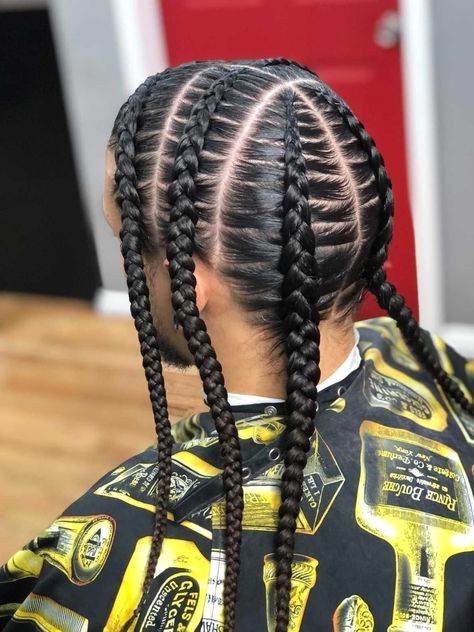 Braids long hair #womenhairstyle #hairdesign #hairstyle Mens Four Braids, Braids For Men With Long Hair Mexican, Mixed Guys Braids, Men’s Long Hairstyles Braids, Braided Hairstyles Men Long Hair, Men’s Braid Styles Long Hair, Mens Long Hair Braid Styles, Long Braids On Men, Cornrows For Men Long Hair