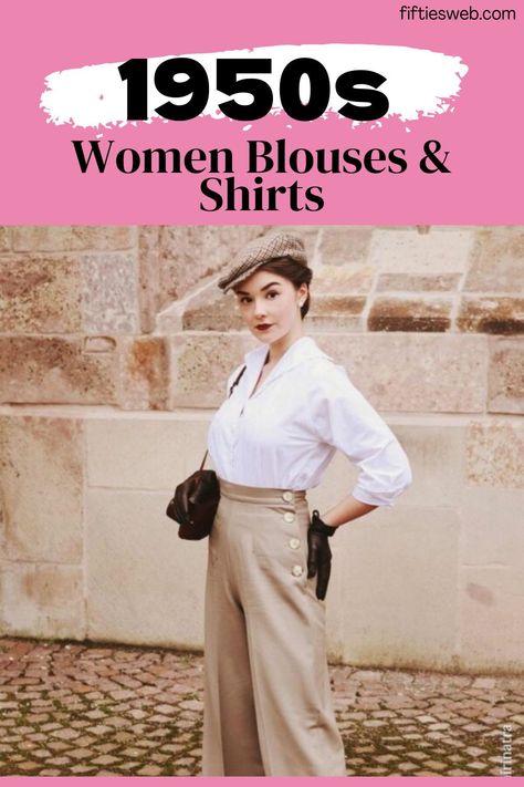 In this retro fashion guide, we will take a nostalgic journey through time and explore the best 1950s blouses and shirts that you can incorporate into your wardrobe today. So, let’s take a trip down memory lane and explore some timeless classics! 1950s Tops Blouses, 50s Fashion Outfits Ideas, 1950s Jeans Outfit For Women, 1950 Outfits 1950s Style, 50s Casual Outfits, Casual Vintage Outfits 50s, Easy 50s Outfit, 50s Costume Women, 50's Outfits 1950s