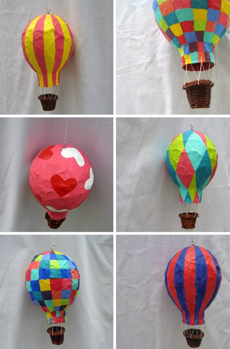 paper mache hot air balloons for Dr. Suess week?  Oh the places you'll go Classe D'art, Paper Mache Projects, Paper Mache Crafts, Paper Mache Art, Crafts Easter, Art Camp, Craft Activity, Spring Art, Camping Art