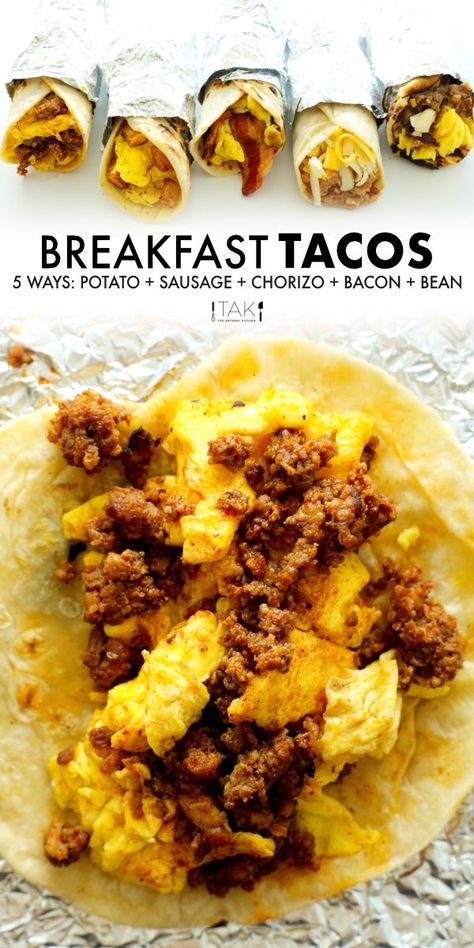 Taco Breakfast Burrito, Tex Mex Breakfast Tacos, Authentic Mexican Breakfast Tacos, Breakfast Taco Recipes, Breakfast Tacos With Corn Tortillas, Make Ahead Breakfast Tacos, Breakfast Tacos Corn Tortillas, Easy Breakfast Tacos Recipe, Breakfast Tacos Sausage