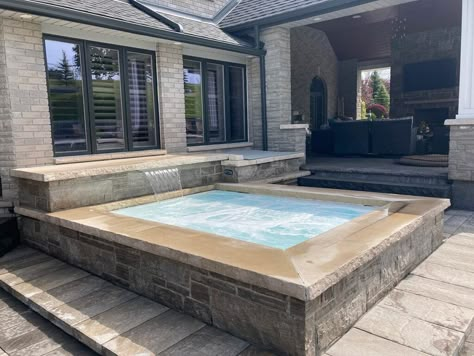 Fiberglass Pools Inground, Inground Hot Tub, Spool Pool, Pools Inground, Inground Spa, Spa Landscaping, Hot Tub Patio, In Ground Spa, Backyard Dreams