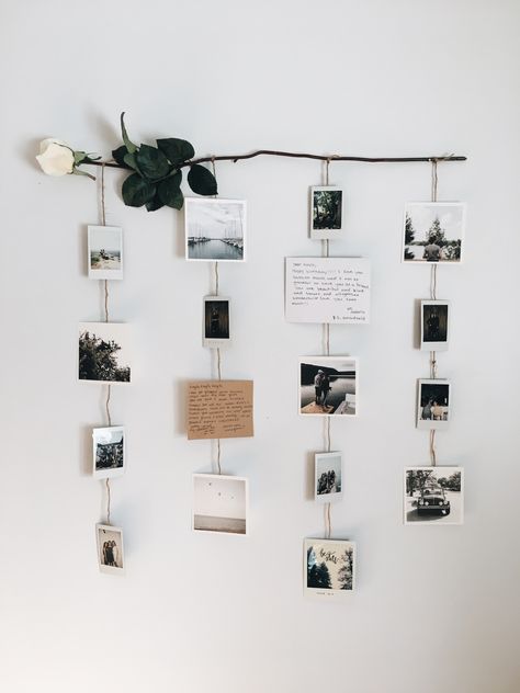 Picture wall, polaroids, Polaroid wall, floral, flowers, rose, pictures, bedroom decor, bedroom pictures, hanging pictures, diy picture display, Polaroid Wall Decor, Polaroid Display, Picture Wall Bedroom, Diy Wall Decor For Bedroom, Polaroid Wall, Camera Angles, Diy Wand, Flower Picture, Bedroom Pictures