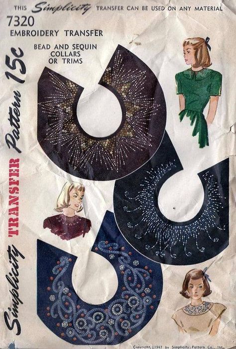 1940s Embroidery, Work Embroidery Design, Bead Work Embroidery, Selfmade Jewelry, Alter Design, Tambour Beading, Patron Vintage, Beaded Sweater, Embroidery Transfers