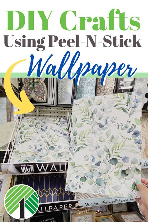 Using Peel And Stick Wallpaper, Dollar Tree Crafts Diy, Peel N Stick Wallpaper, Home Staging Business, Staging Business, Crafts Dollar Tree, Tissue Napkins, Wallpaper Crafts, Dollar Tree Organization