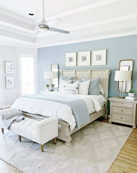 Costal Bedroom, Light Blue Bedroom, Coastal Bedroom Decorating, Beach House Bedroom, Blue Bedroom Decor, Coastal Bedrooms, Beach Bedroom, Coastal Bedroom, Bedrooms Decor