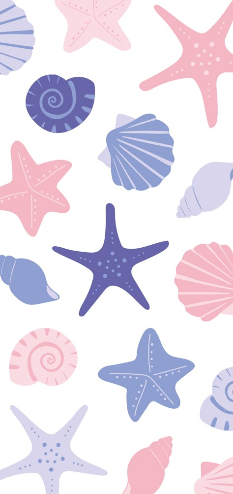 Sea Shell Design Pattern, Shell Digital Art, Cute Summer Patterns, Box Pattern Design, Beach Seamless Pattern, Shell Graphic Design, Ariel Collage, Summer Prints Pattern, Beach Pattern Design