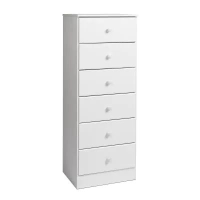 Astrid 6-Drawer White Chest Prepac Furniture, 6 Drawer Tall Dresser, Tall White Dresser, White 6 Drawer Dresser, Lingerie Dresser, Tall Drawers, Kids Dresser, Modern Chests, Kids Dressers