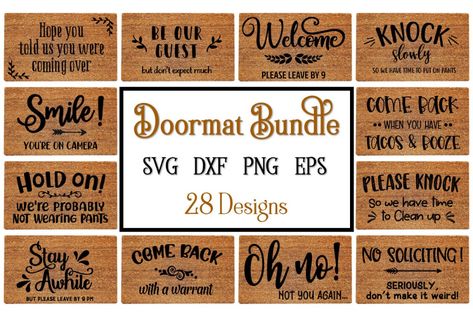 Doormat Svg Bundle Doormat Svg Doormat Stencils Svg Funny 7F0 Doormat Quotes, Diy Doormat, Diy Rugs, Door Mat Diy, Diy Christmas Gifts For Family, Funny Doormats, Door Mats, Svg Designs, Design Program