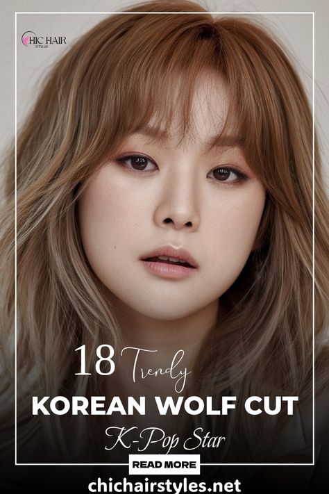 Blunt bangs with textured layers for Korean style Korean Wolf Cut, Messy Beach Waves, Korean Bangs, Braided Hairstyles For School, Light Bangs, Glamorous Curls, Electric Colors, Wolf Cuts, Feathered Bangs