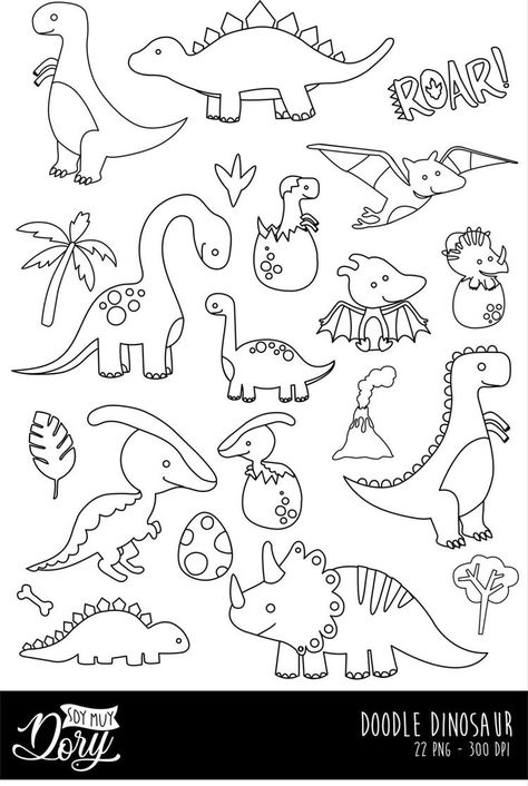 Park Clipart, Dinosaur Outline, Dinosaur Printable, Doodle Clipart, Dinosaur Clipart, Penanda Buku, Dinosaur Printables, Dinosaur Drawing, Unique Coloring Pages