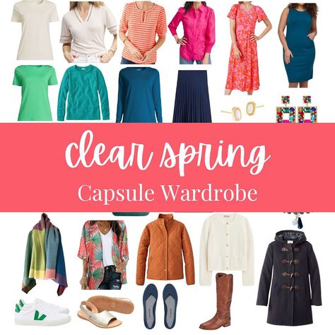 CLEAR SPRING CAPSULE WARDROBE 7 tops in warm, bright colors 4 bottoms + 2 dresses perfect for Clear Spring 5 completer pieces to style 4 pair of varied neutral shoes 8 bright and fun accessories Want to learn more about Clear Spring (or any season)? Comment “EXPLORE” to get the link. Clear Spring Wardrobe, Clear Spring Capsule Wardrobe, Bright Spring Capsule Wardrobe, Clear Spring Outfits, Completer Pieces, Radiant Woman, Capsule Wardrobe Basics, Clear Spring, Neutral Shoes