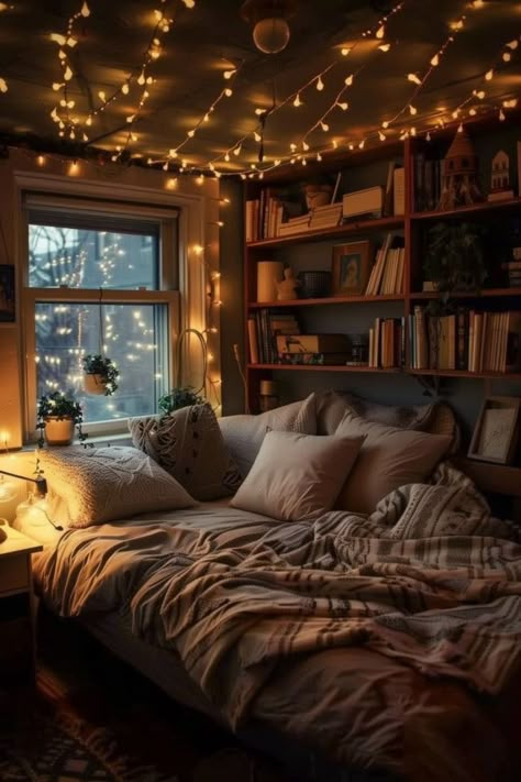 Booklover Bedroom Ideas, Reading Spot In Bedroom, Booklover Bedroom, Cozy Bookish Bedroom, Reading Area In Bedroom, Work Confidence, Cozy Home Library, Dream Bedroom Inspiration, Comfy Armchair