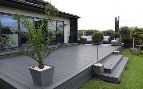 Composite Decking Ideas & Designs | NeoTimber® Decking Backyard Decking Ideas, Decking Ideas Outdoor, Composite Decking Ideas, Backyard Decking, Ideas For Small Gardens, Canopy Lighting, Composite Decking Designs, Deck Landscaping, Outdoor Decking