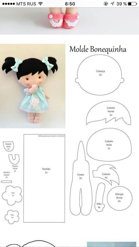 Felt Doll Pattern, Dolls Handmade Diy, Diy Rag Dolls, Felt Doll Patterns, Felt Toys Patterns, Felt Crafts Patterns, Soft Toy Patterns, Homemade Dolls, Felt Crafts Diy