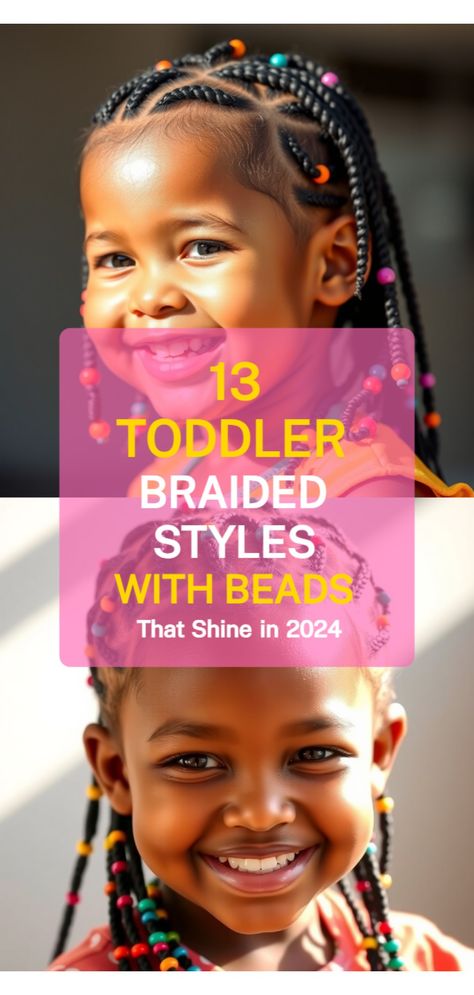 toddler braided hairstyles with beads Braids For Toddlers, Toddler Braided Hairstyles With Beads, Toddler Braid Styles, Braided Hairstyles With Beads, Cute Pigtails, Hairstyles With Beads, Toddler Braided Hairstyles, Toddler Braids, Trendy Updos