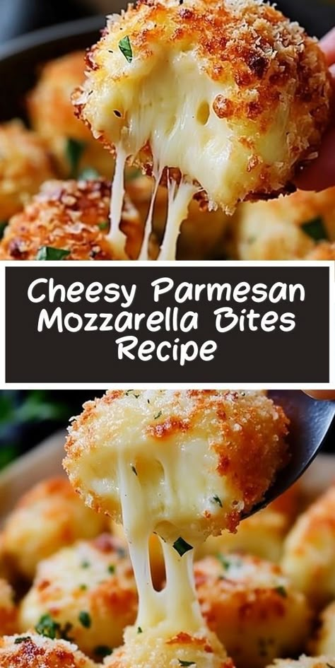 Try this mouth-watering recipe for cheesy parmesan mozzarella bites. Perfect for appetizers, parties, or any gathering. Made with shredded mozzarella and parmesan cheese, these bites are sure to be a hit with everyone. Hot Cheese Appetizers, Appetizers To Go With Italian Food, Appetizers With Mozzarella Cheese, Mozzarella Log Recipes, Recipes That Use Mozzarella Cheese, Appetizers Mozzerella Balls, Mozzarella Ball Recipes, Mozerella Recipes Appetizers, Lasagna Bites Appetizers