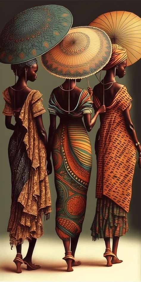 Art Black Love, Africa Art Design, Walking Women, African Artwork, African Women Art, Afrique Art, African Paintings, Afrikaanse Kunst, African Art Paintings