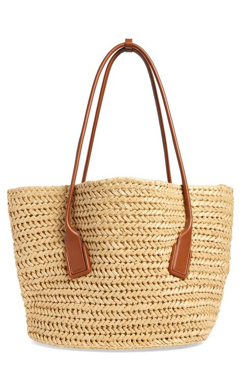 Bottega Arco Raffia Tote | Nordstrom Rollerball Perfume, Woven Raffia, Jute Bags, Fragrance Design, Open Weave, Fabric Gift Bags, Top Top, Shopping Tote Bag, Zip Pouch