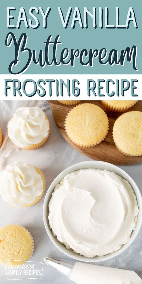 This sweet and simple vanilla buttercream frosting is easy to whip up and pipes beautifully. I love this recipe because it is easy, tastes great, and can be used in so many different ways. This frosting can be used for spreading, as a filler between cake layers, and it is perfect for piping. Buttercream Frosting Recipe For Cupcakes, Best Light Buttercream Frosting, 5 Minute Buttercream Frosting, Easy Buttercream Frosting For Cupcakes, No Fail Buttercream Frosting, Cupcake Whipped Frosting, Simple Vanilla Buttercream Frosting, Easy Buttercream Icing Recipe, Butter Frosting Recipe Buttercream Icing